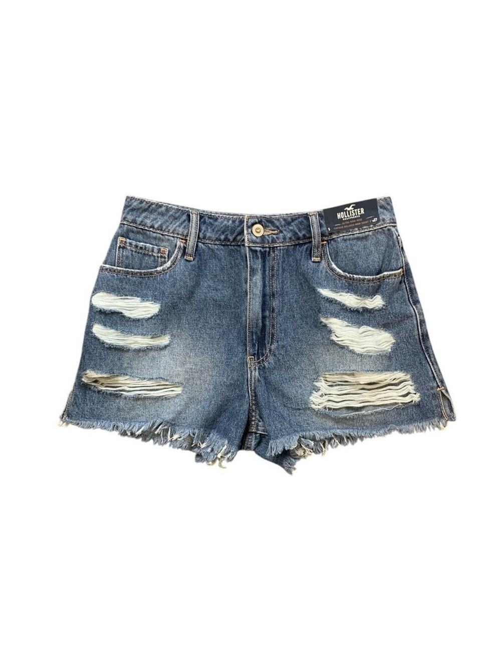 Hollister Shorts Womens 5/27 Ultra High Rise Vintage Relaxed Mom Distressed
